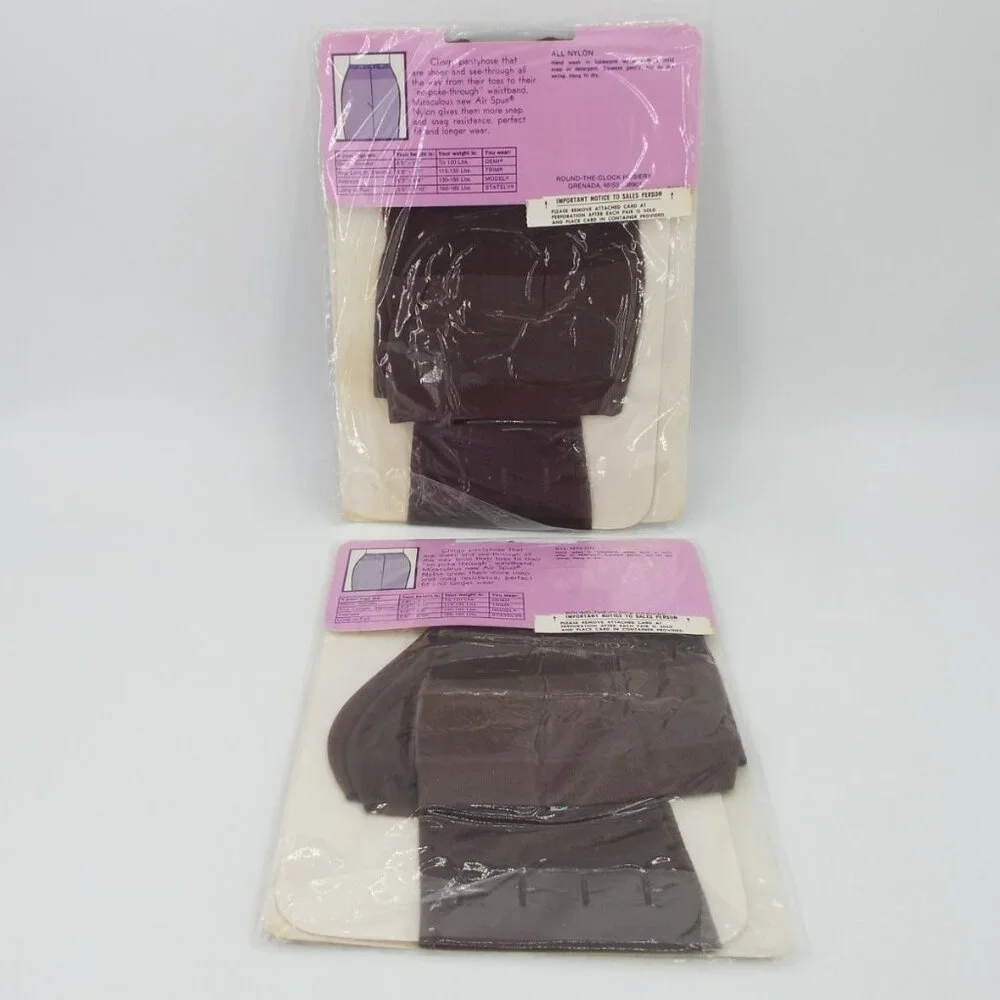 Vintage Round the Clock Miracle Air Spun Perfect Taupe Sandalfoot Pantyhose NOS